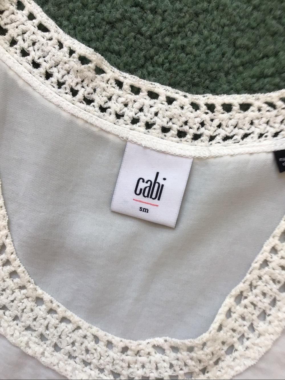 CAbi Cream Crochet-Trim Sleeveless Shell